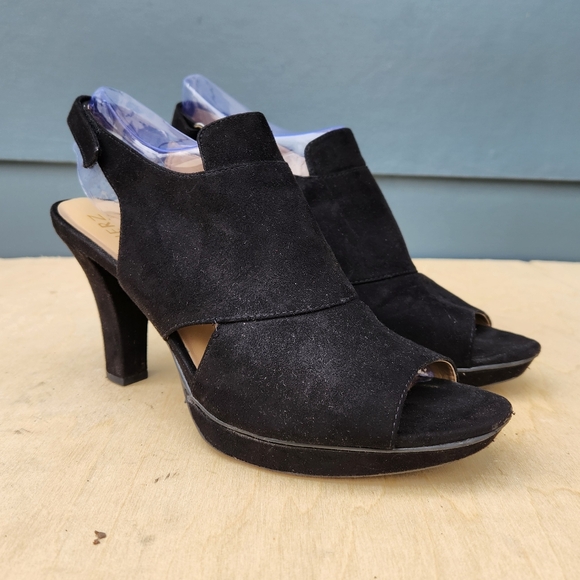 Naturalizer Shoes - Naturalizer Deborah Slingback Black Peep Toe Casual Heels - Size 10 M